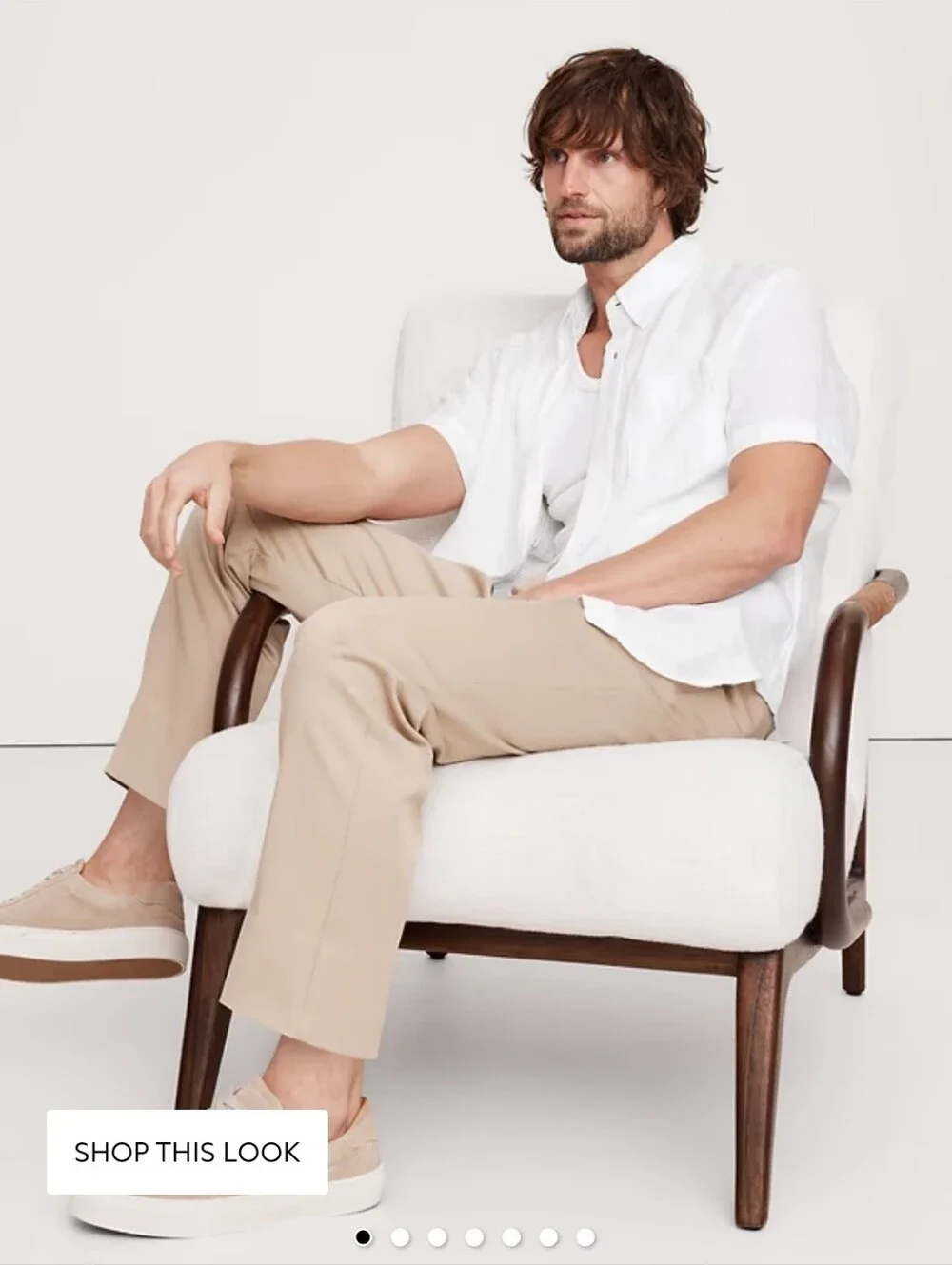 NWOT Banana Republic White Standard-Fit Linen Short-Sleeve Shirt Size Large